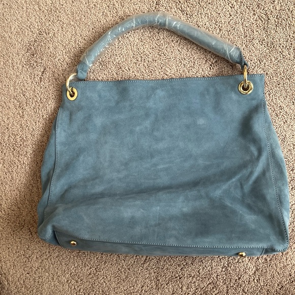 Mark and Graham Blue Suede Leather Bag Build Your Own Bag NWT - Picture 2 of 5